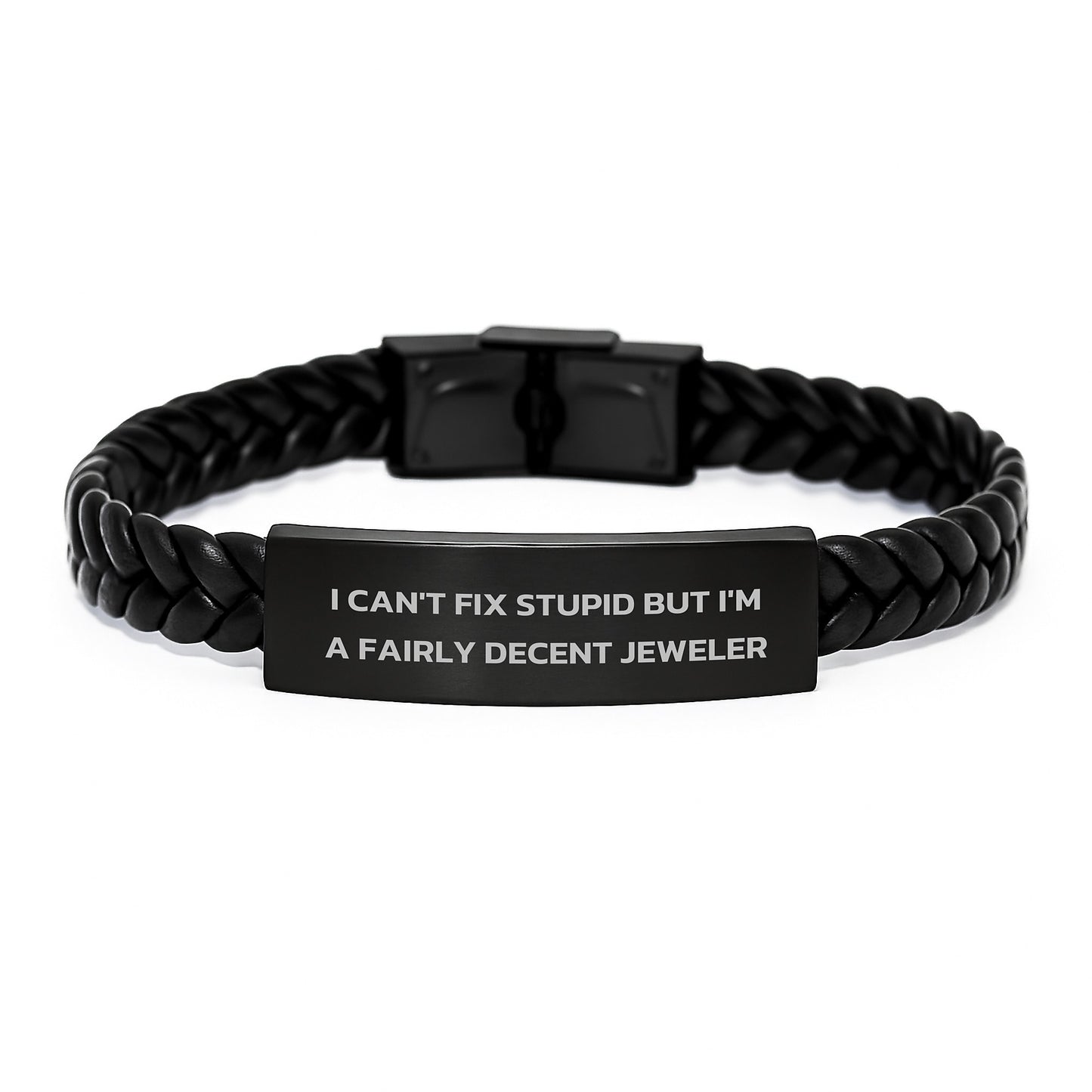 Funny Jeweler Gifts from Friends for Men Graduation Unique Interlaced Leather Bracelet with Stainless Steel and PU Leather - Image 1