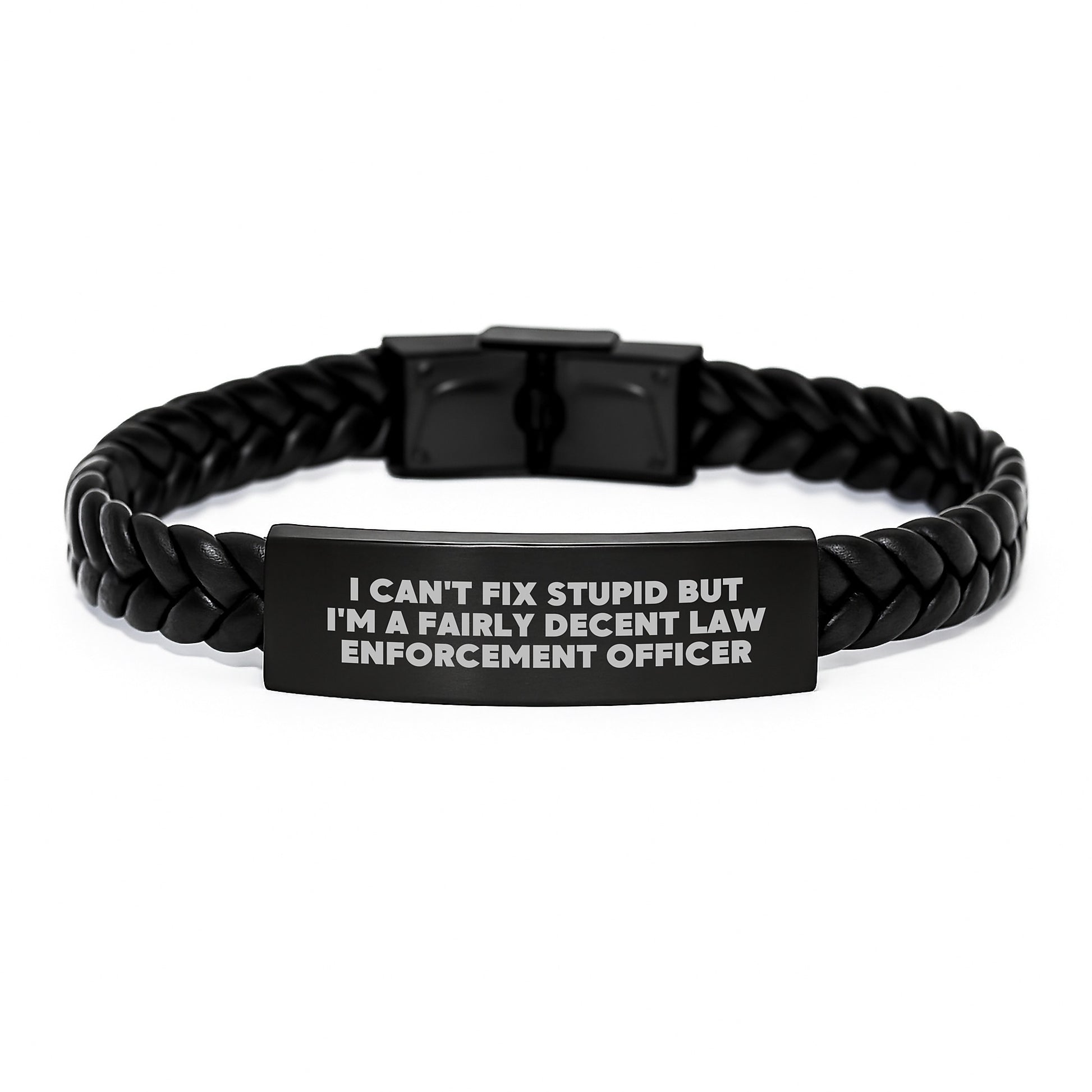 Law Enforcement Officer Funny Quote Interlaced Leather Bracelet Gifts for Men - Graduation Unique Gifts from Friends - Image 1