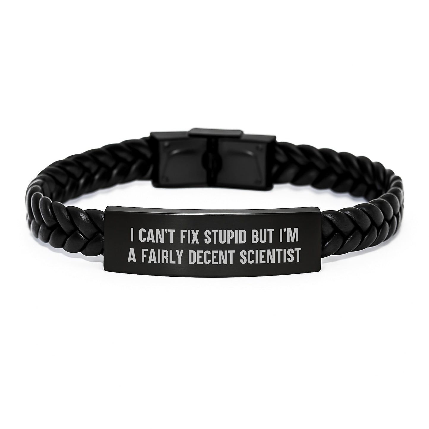 Scientist Keepsake Interlaced Leather Bracelet for Him Birthday Gift - Image 1