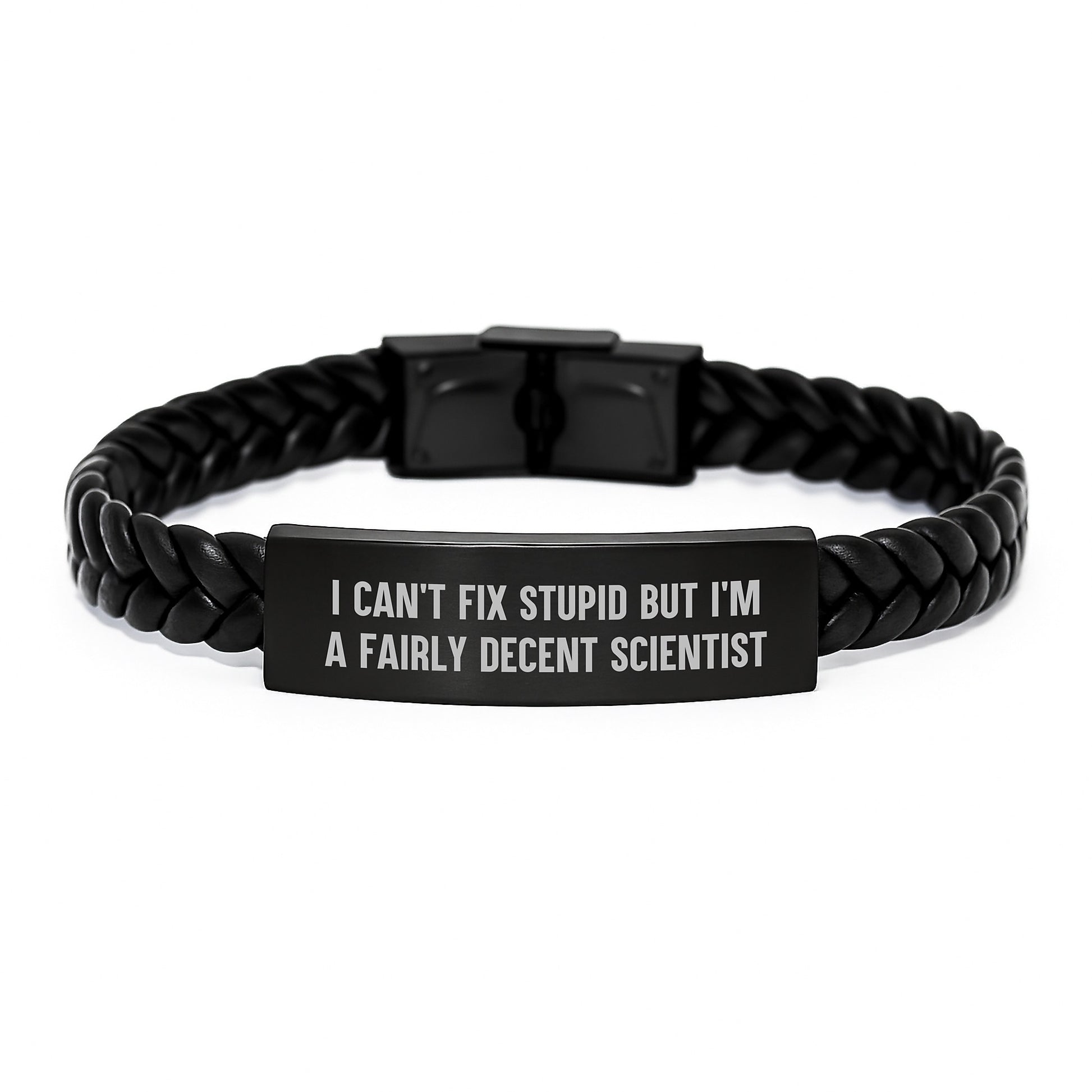 Scientist Keepsake Interlaced Leather Bracelet for Him Birthday Gift - Image 1