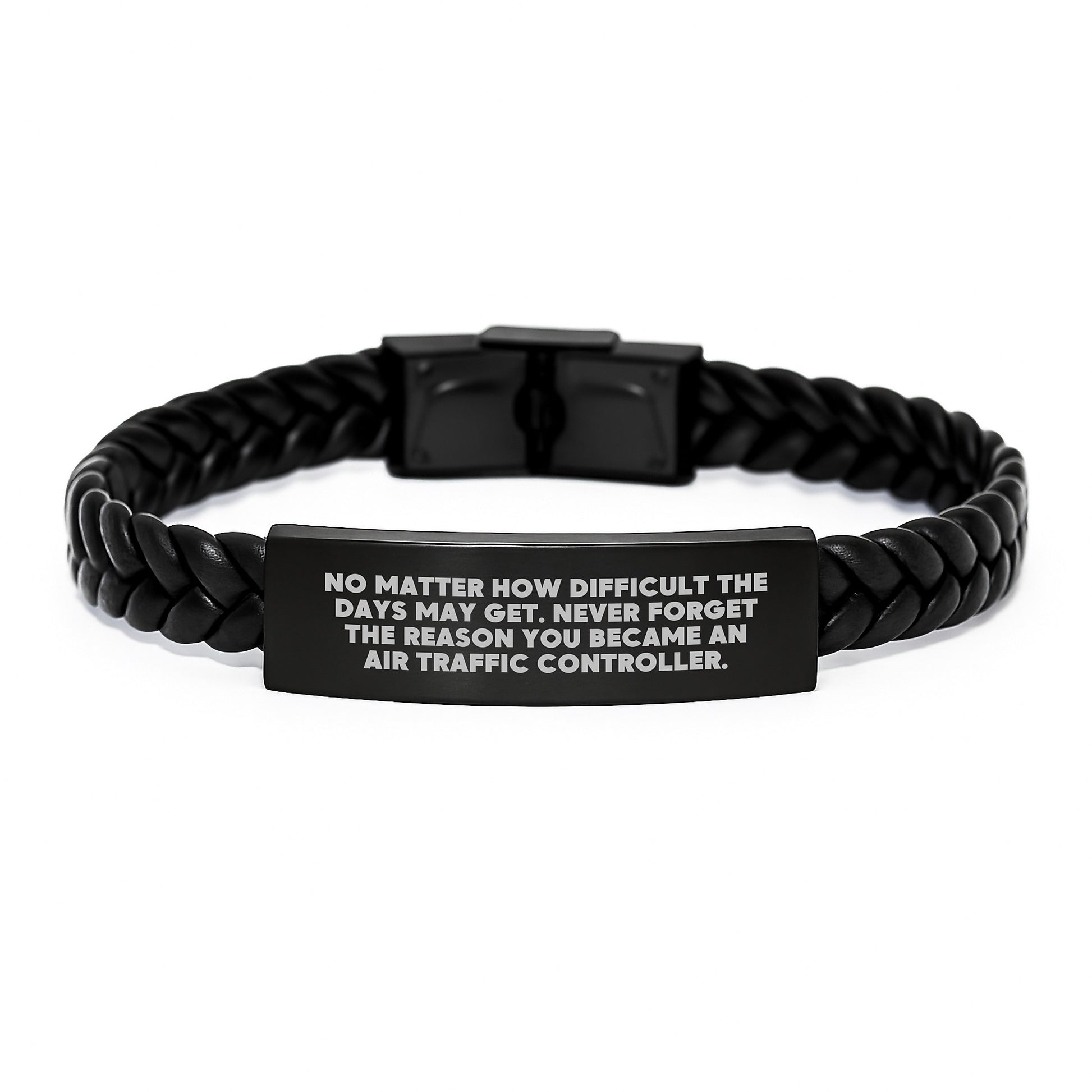 Air Traffic Controller Inspired Interlaced Leather Bracelet, Funny Quote Gifts from Men to Air Traffic Controller Friends on Valentine's - Image 1
