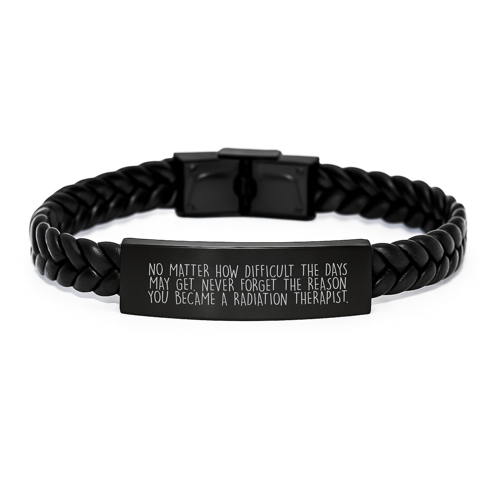 Inspiring Radiation Therapist Interlaced Leather Bracelet Gifts from Friends, Family, or Coworkers to Radiation Therapist on Graduation Day - Image 1