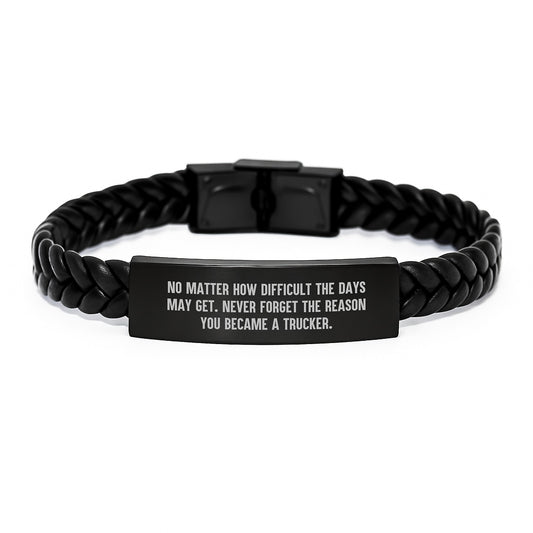 Inspirational Trucker Gifts from Men to Trucker - Interlaced Leather Bracelet for Men Trucker Graduation Unique Presents - Image 1