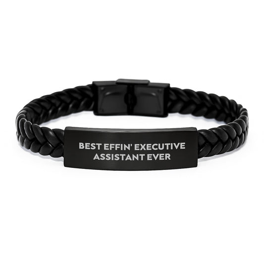 Funny Executive Assistant Gifts from Friends and Family - Best Effin' Interlaced Leather Bracelet for Valentine's - Image 1