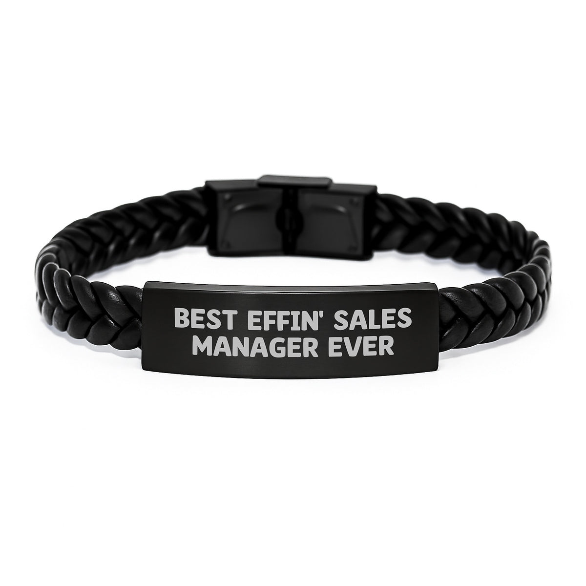Funny Sales Manager Gifts for Men, Interlaced Leather Bracelet with Quote 'Best Effin Sales Manager Ever', Valentine's Unique Gifts from Boss - Image 1