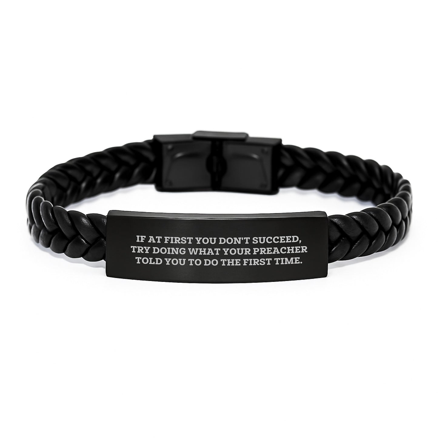 Funny Preacher Gifts for Men - Interlaced Leather Bracelet with Inspirational Quote, Gifts from Friends to Graduation Unique Gifts for Preacher - Image 1