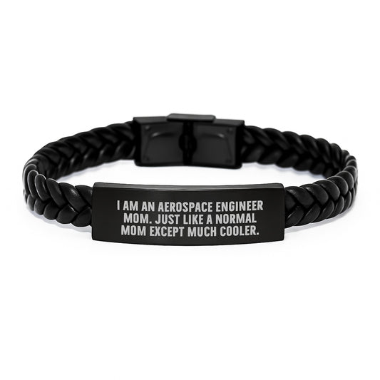 Aerospace Engineer Mom Gifts, Funny Mother's Love Quote Interlaced Leather Bracelet, Valentine's Unique Gifts for Aerospace Engineer Women - Image 1