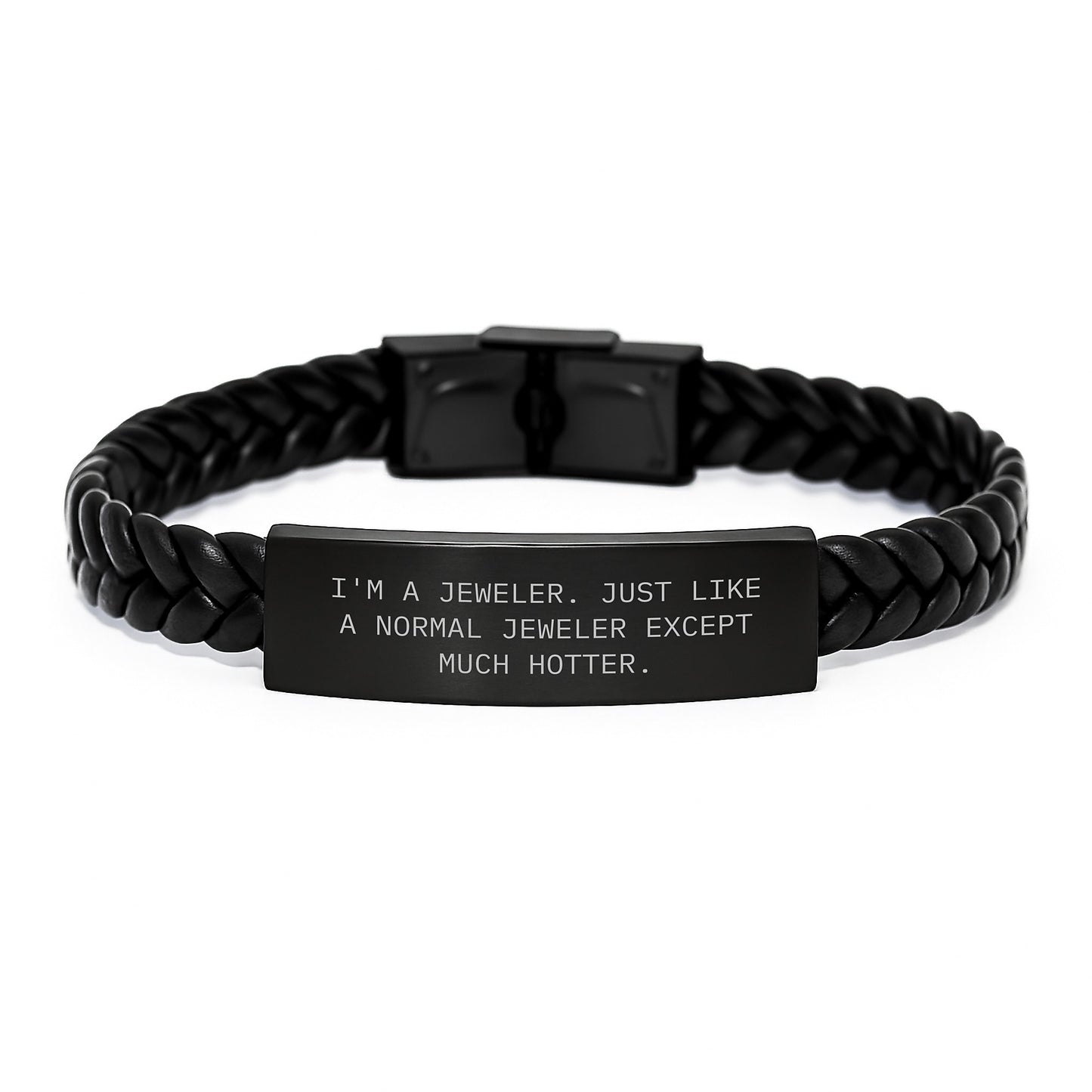 Hotter Than a Normal Jeweler's Gift - Interlaced Leather Bracelet, Stainless Steel Engraved, Father's Day Unique Gifts from Men to Jeweler - Image 1