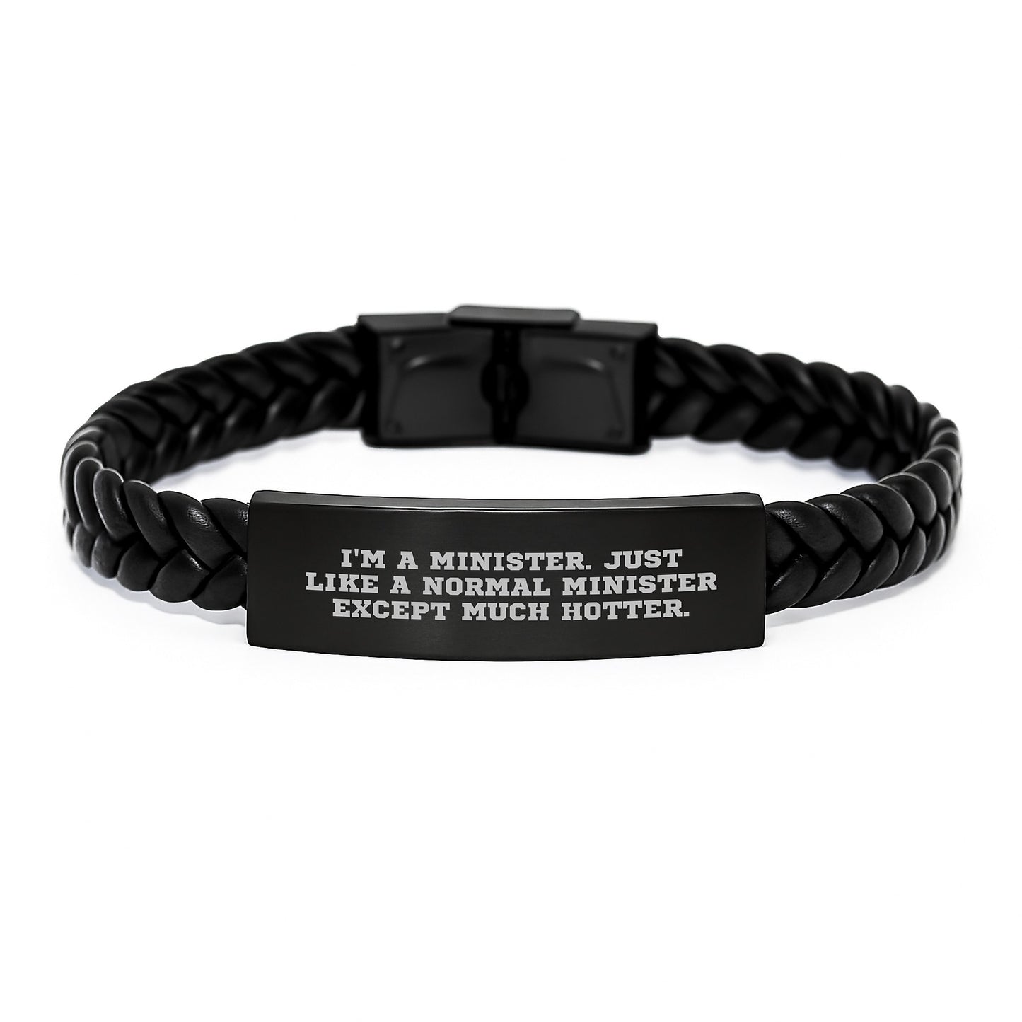 Minister Interlaced Leather Bracelet Idea for Coworkers Birthday Gift - Image 1