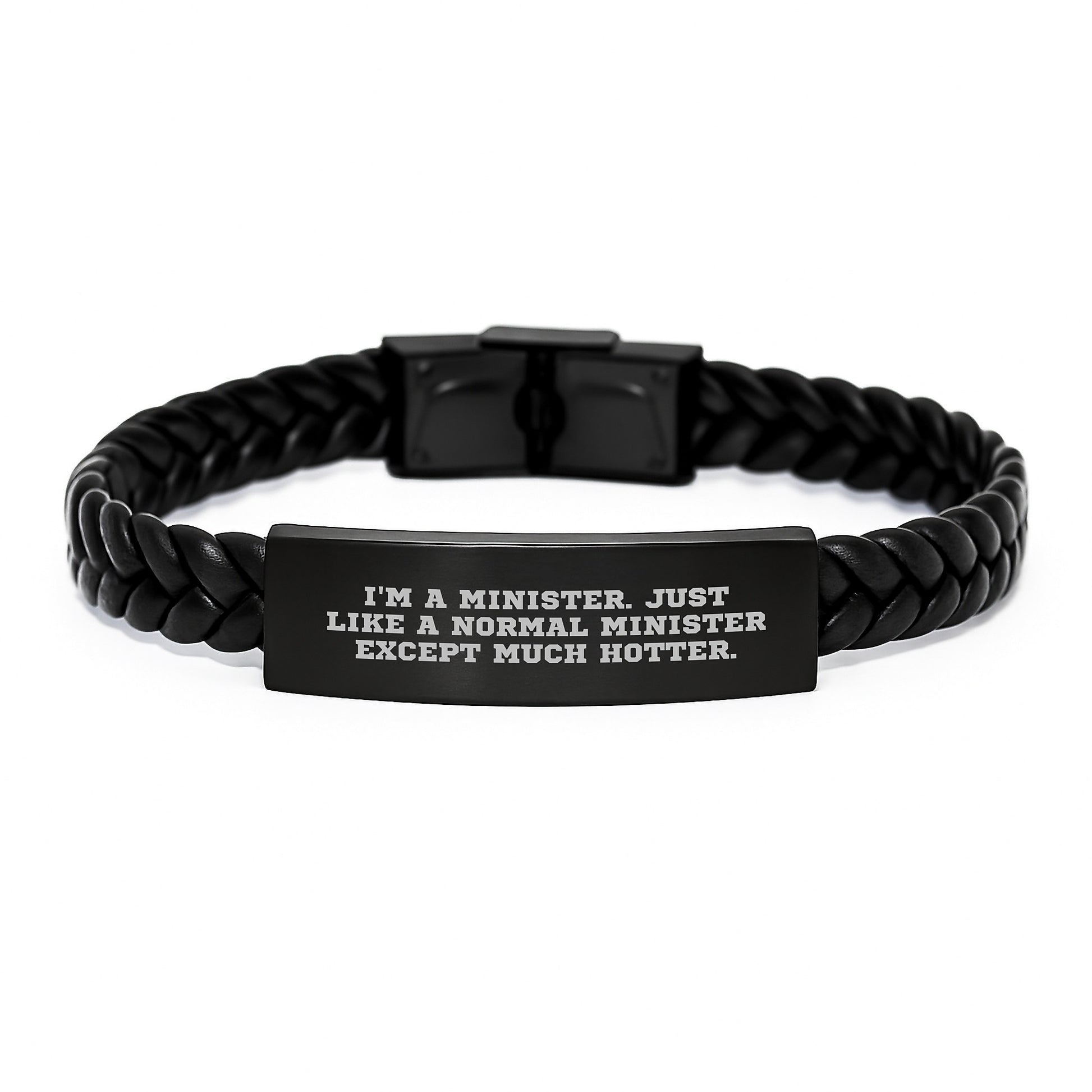 Minister Interlaced Leather Bracelet Idea for Coworkers Birthday Gift - Image 1