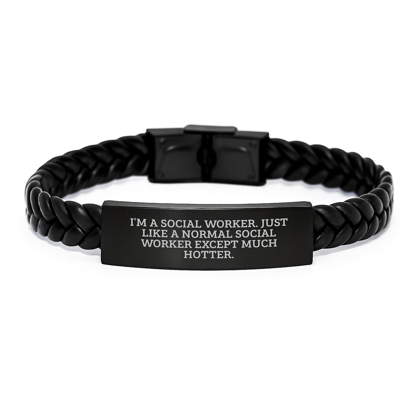 Social Worker Gifts from Friends, Funny Interlaced Leather Bracelet, Graduation Unique Gifts for Men, Hotter than Normal Social Worker - Image 1