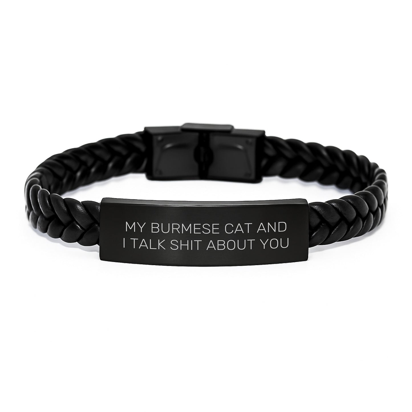 Birthday Gift Burmese Cat Interlaced Leather Bracelet for Her Present - Image 1