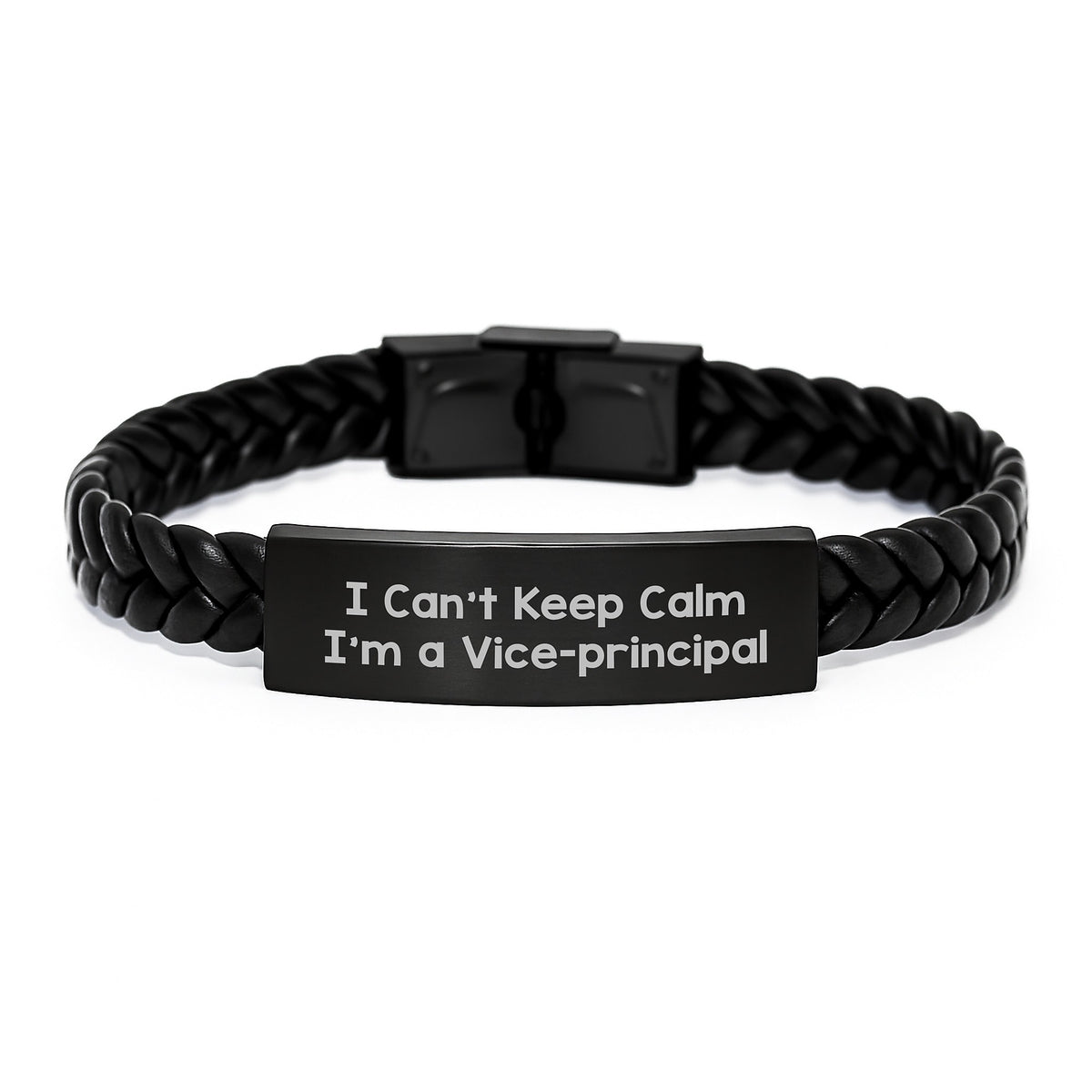 Funny Vice-principal Gifts, Birthday Unique Gifts for Vice-principal, Interlaced Leather Bracelet with 'I Can't Keep Calm I'm A Vice-principal' Quote, Gifts from Friends to Vice-principal - Image 1