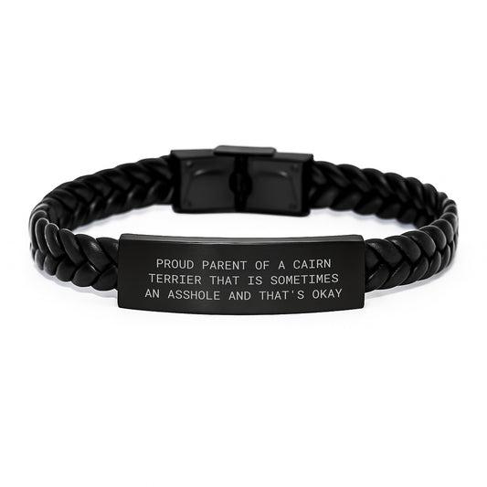 Funny Cairn Terrier Dog Gifts for Men from Proud Owners - Graduation Unique Gifts with Interlaced Leather Bracelet - Proud Parent Cairn Terrier - Image 1