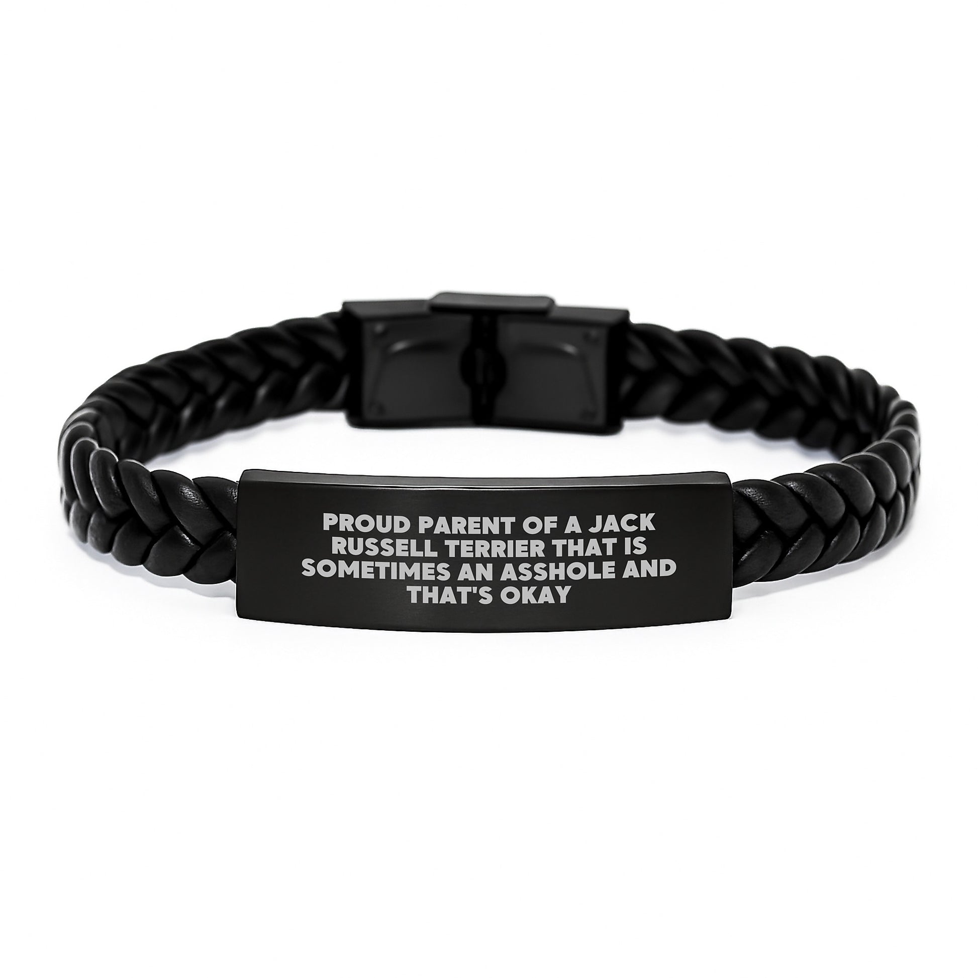 Sassy Jack Russell Interlaced Leather Bracelet Novelty Birthday Gift - Image 1