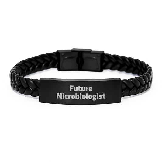 Funny Microbiologist Quote Interlaced Leather Bracelet Gifts for Him Birthday Unique Presents from Friends - Image 1