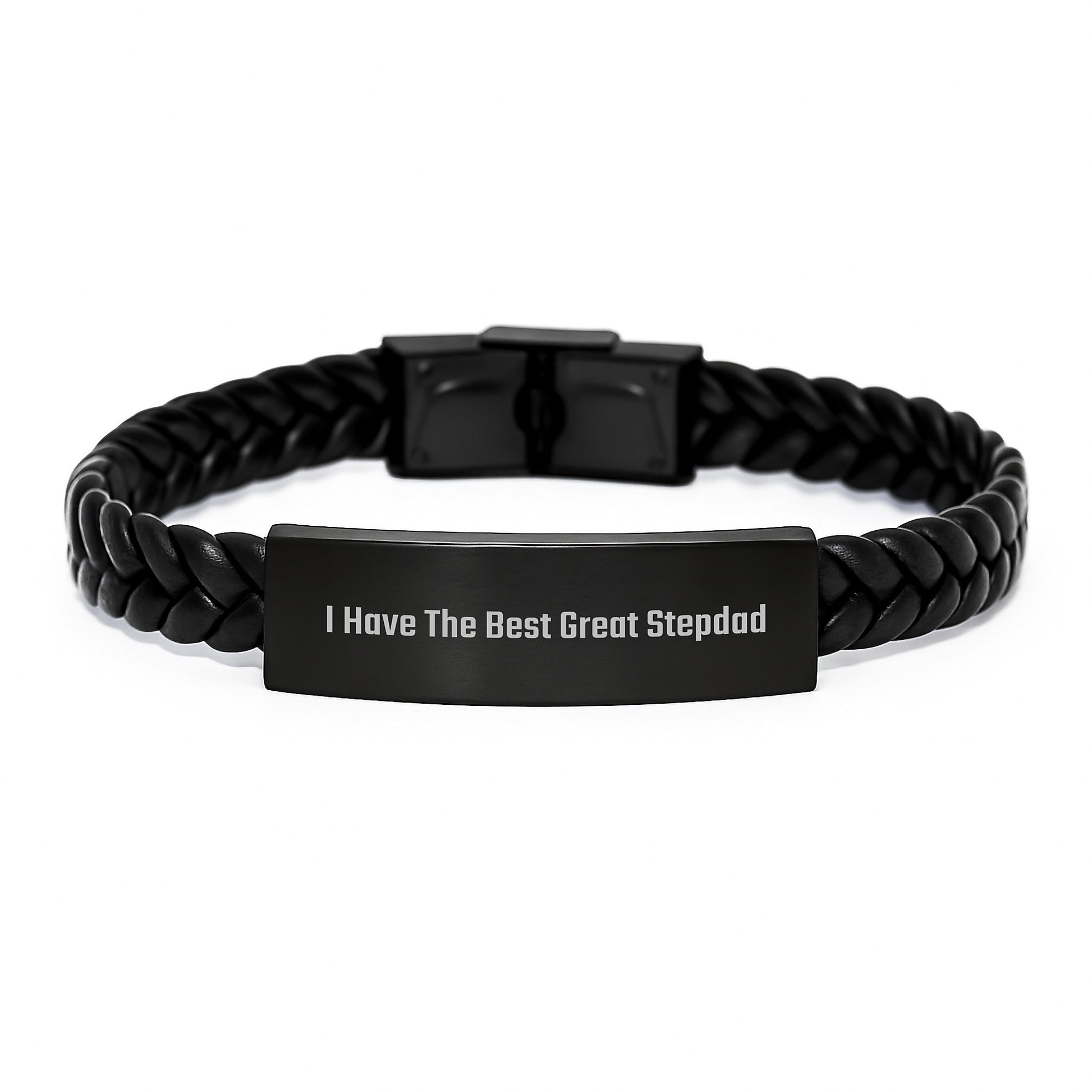 Funny I Have The Best Great Stepdad Graduation Unique Gifts from Family Interlaced Leather Bracelet for Men - Image 1