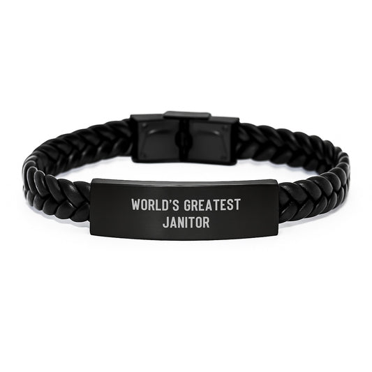 Janitor Keepsake Interlaced Leather Bracelet for Him Birthday Gift - Image 1