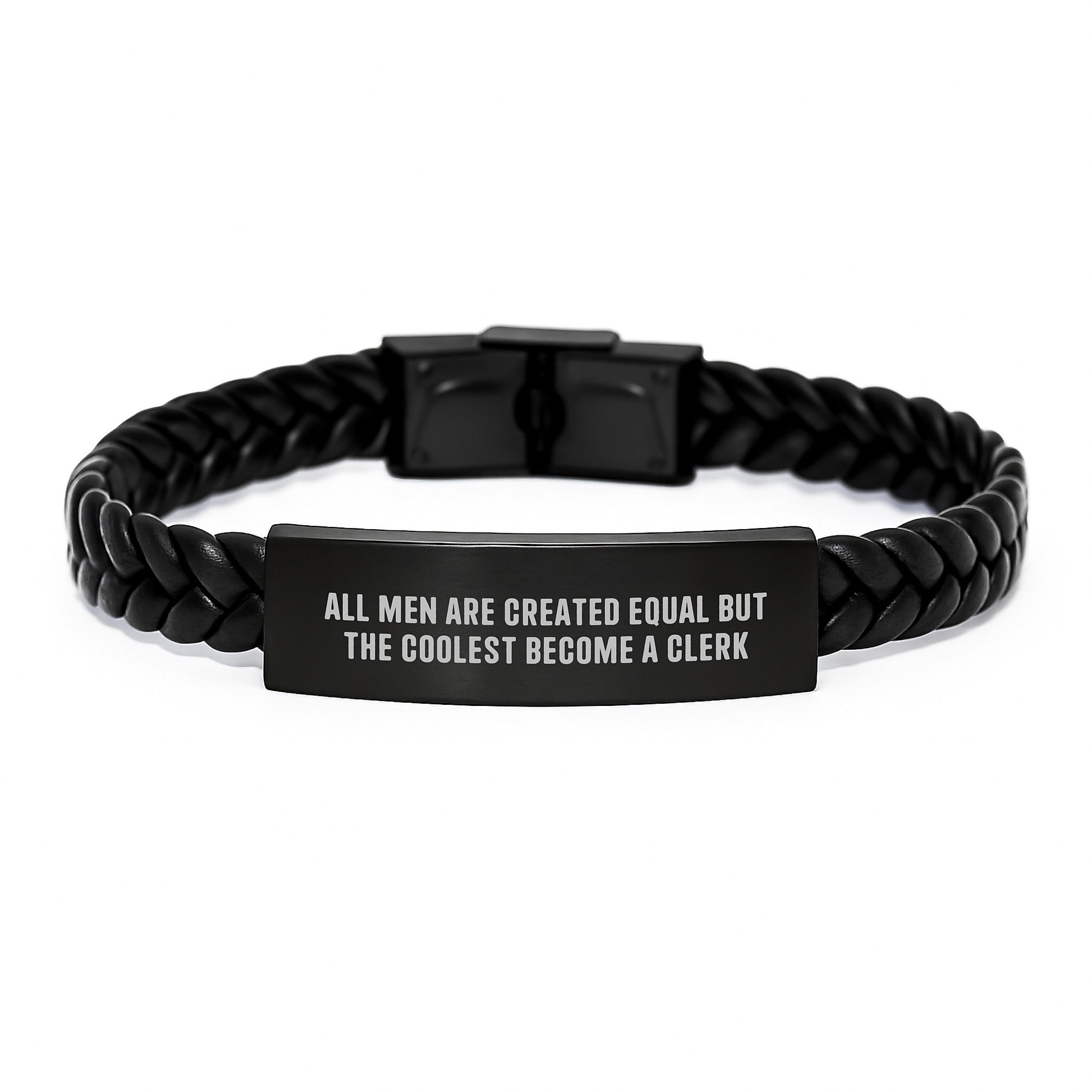 Funny Clerk Gifts, Interlaced Leather Bracelet for Men, Gifts from Friends to Clerk, Father's Day Unique Gifts for Him - Image 1