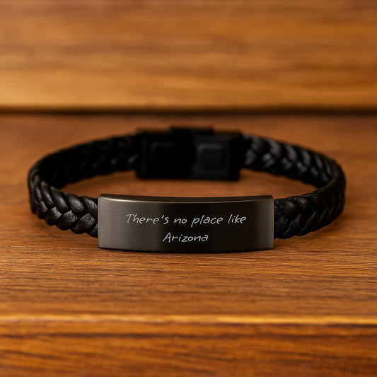 Unique Arizona Gifts for Men, 'There's No Place Like Arizona' Interlaced Leather Bracelet, Graduation Unique Gifts from Friends to Family - Image 2
