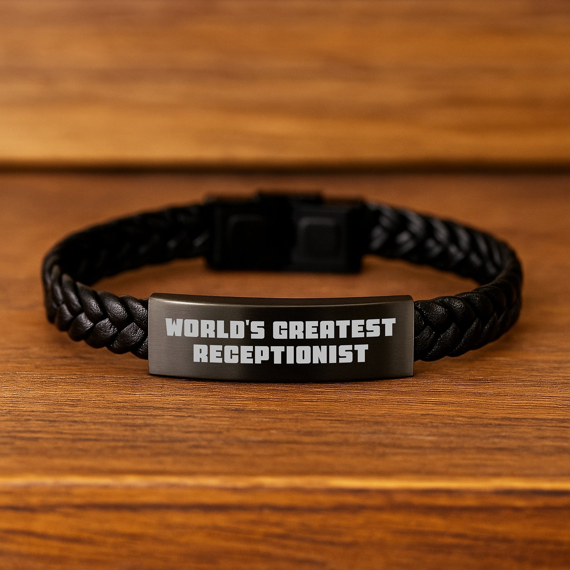 Receptionist Keepsake Interlaced Leather Bracelet for Him Birthday Gift - Image 2