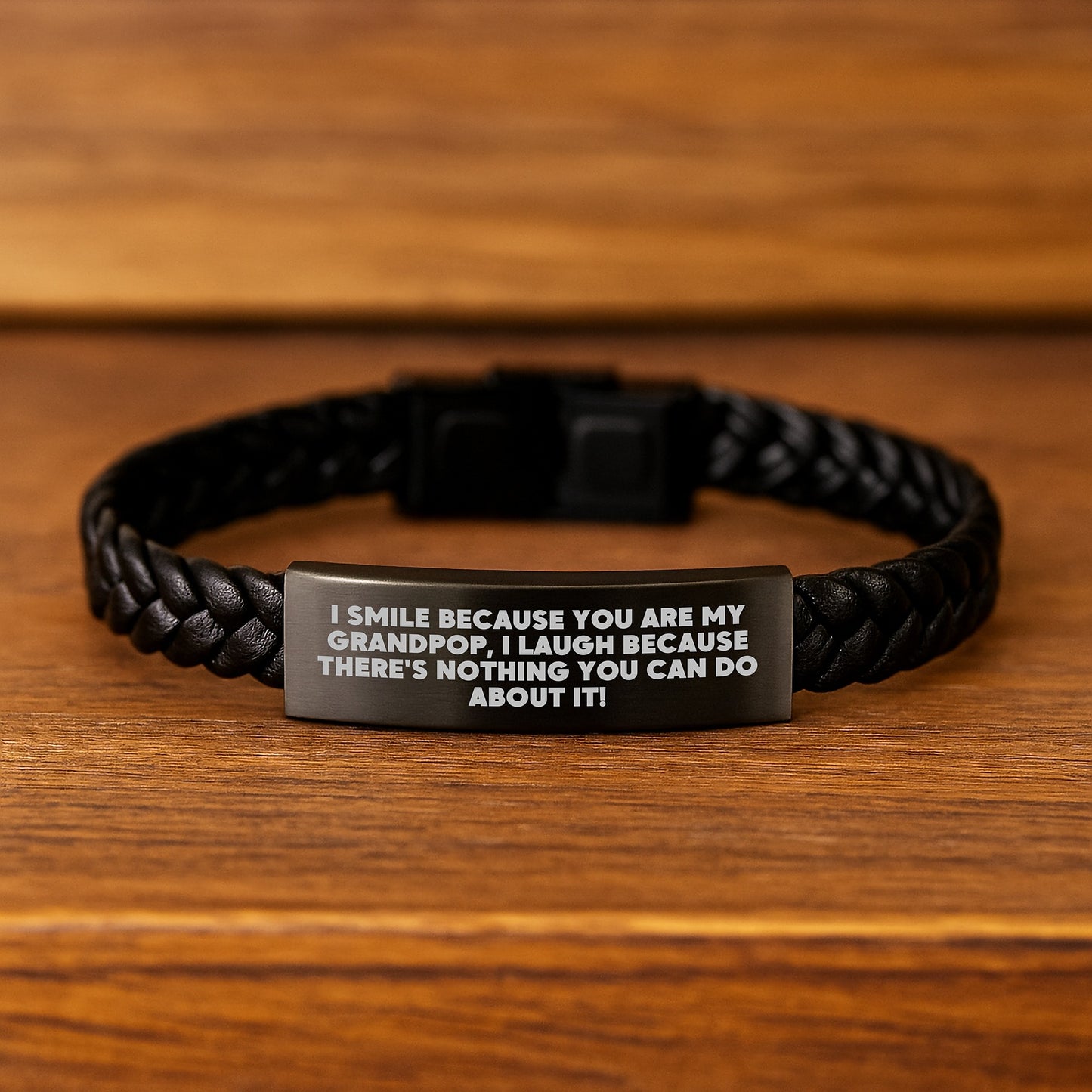 Grandpop Keepsake Interlaced Leather Bracelet Premium Birthday Gift - Image 2