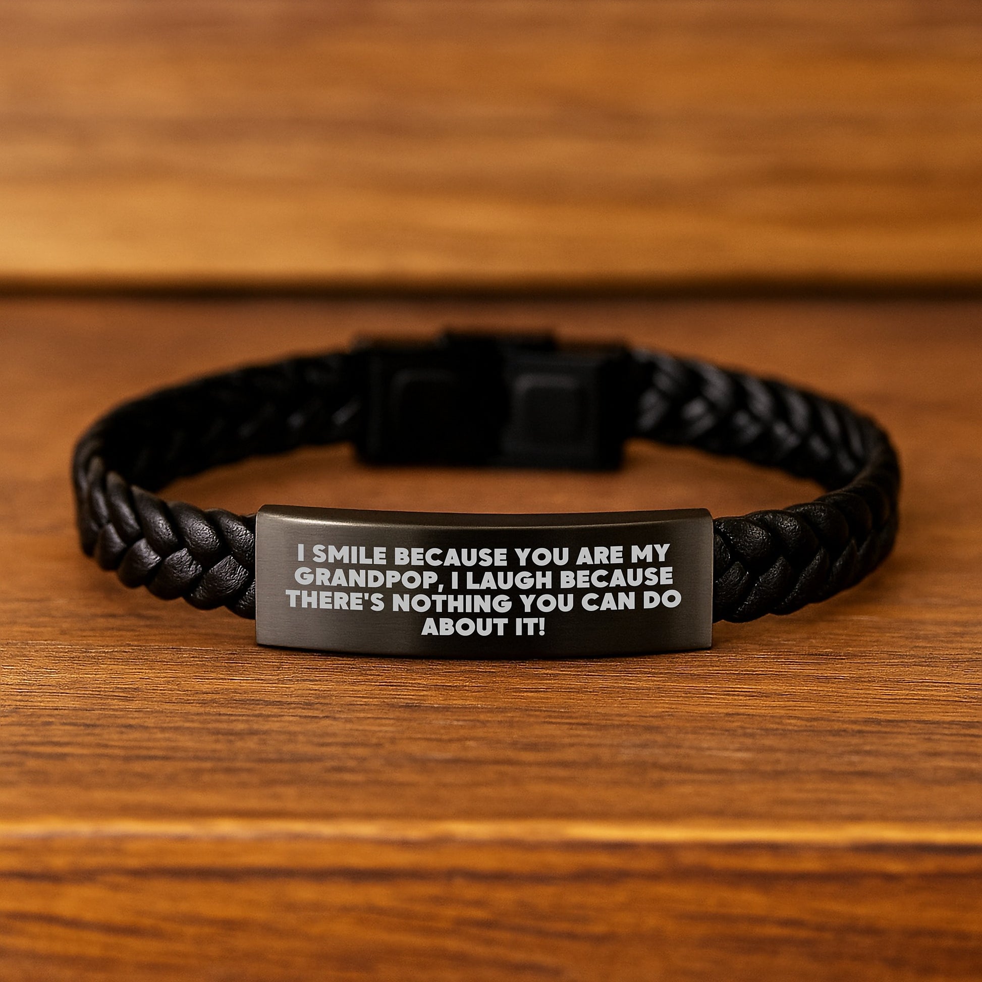 Grandpop Keepsake Interlaced Leather Bracelet Premium Birthday Gift - Image 2