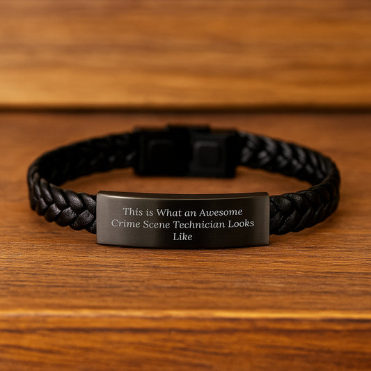 Funny Crime Scene Technician Gifts for Him, Awesome This Is What An Awesome 'Crime Scene Technician' Looks Like Interlaced Leather Bracelet - Valentine's Unique Gifts from Him - Image 2