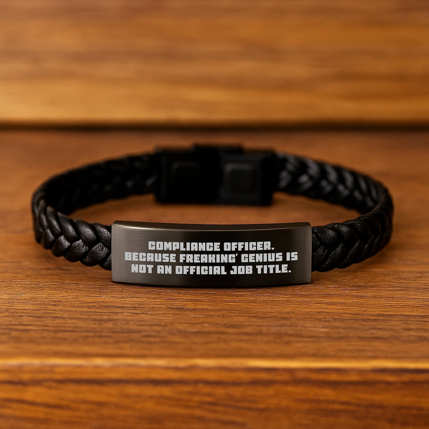 Compliance Officer Gifts from Family, Unique Interlaced Leather Bracelets for Compliance Officer Men, Funny Quotes - Image 2