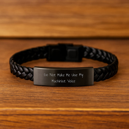 Birthday Gift Interlaced Leather Bracelet for Her – Machinist Quote - Image 2