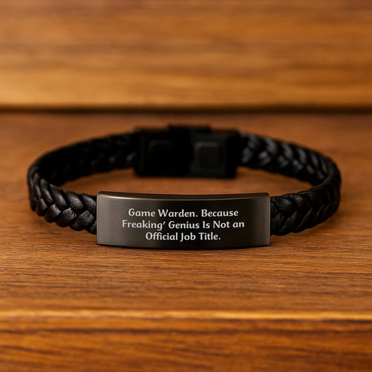 Funny Game Warden Gifts, Interlaced Leather Bracelet, For Men, Women, Coworkers, Family, Graduation Unique Gift Ideas, Gifts from Friends, For Game Warden - Image 2