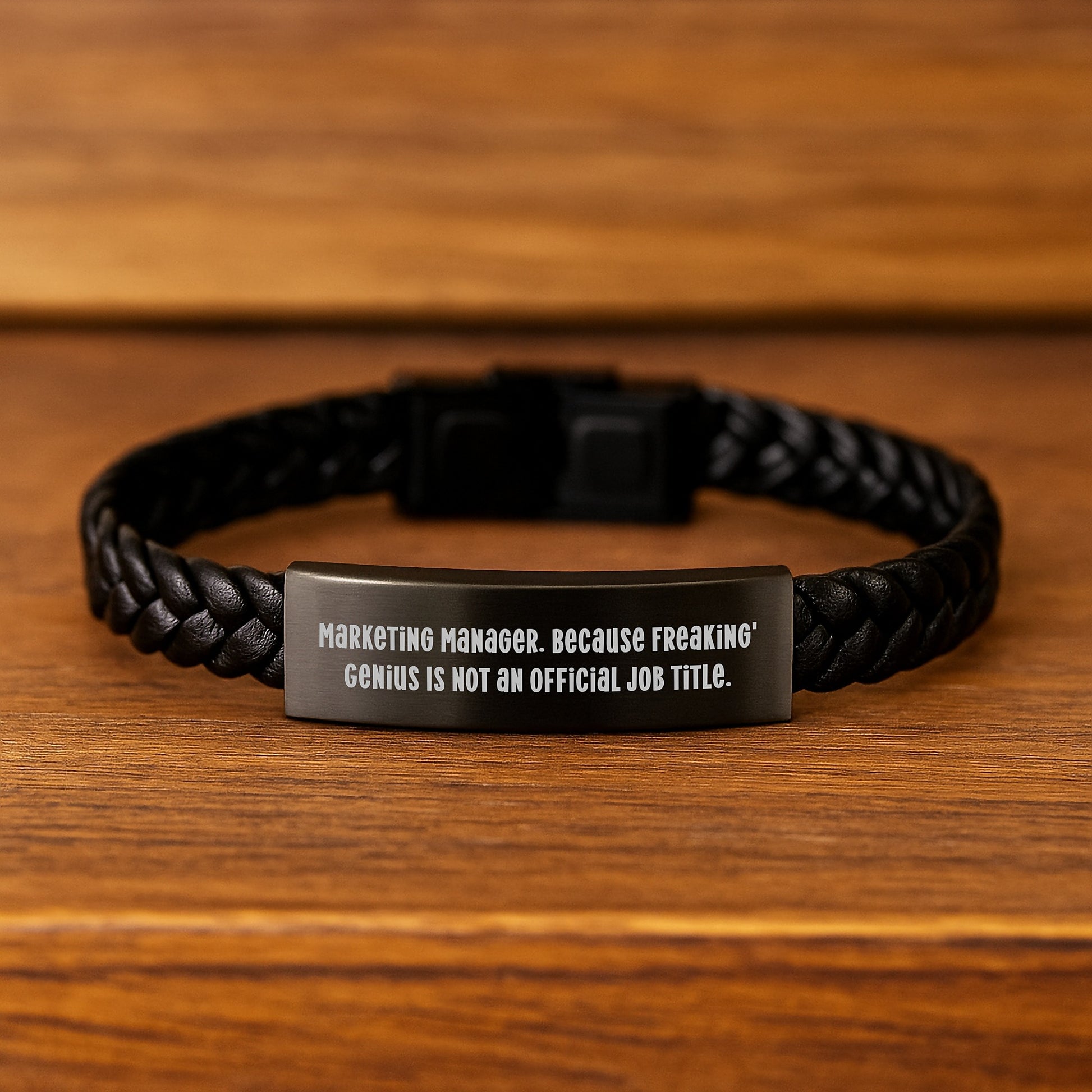 Marketing Manager Gifts - Funny Quote Interlaced Leather Bracelet for Men Graduation Unique Gifts from Coworkers, Friends, or Family - Image 2