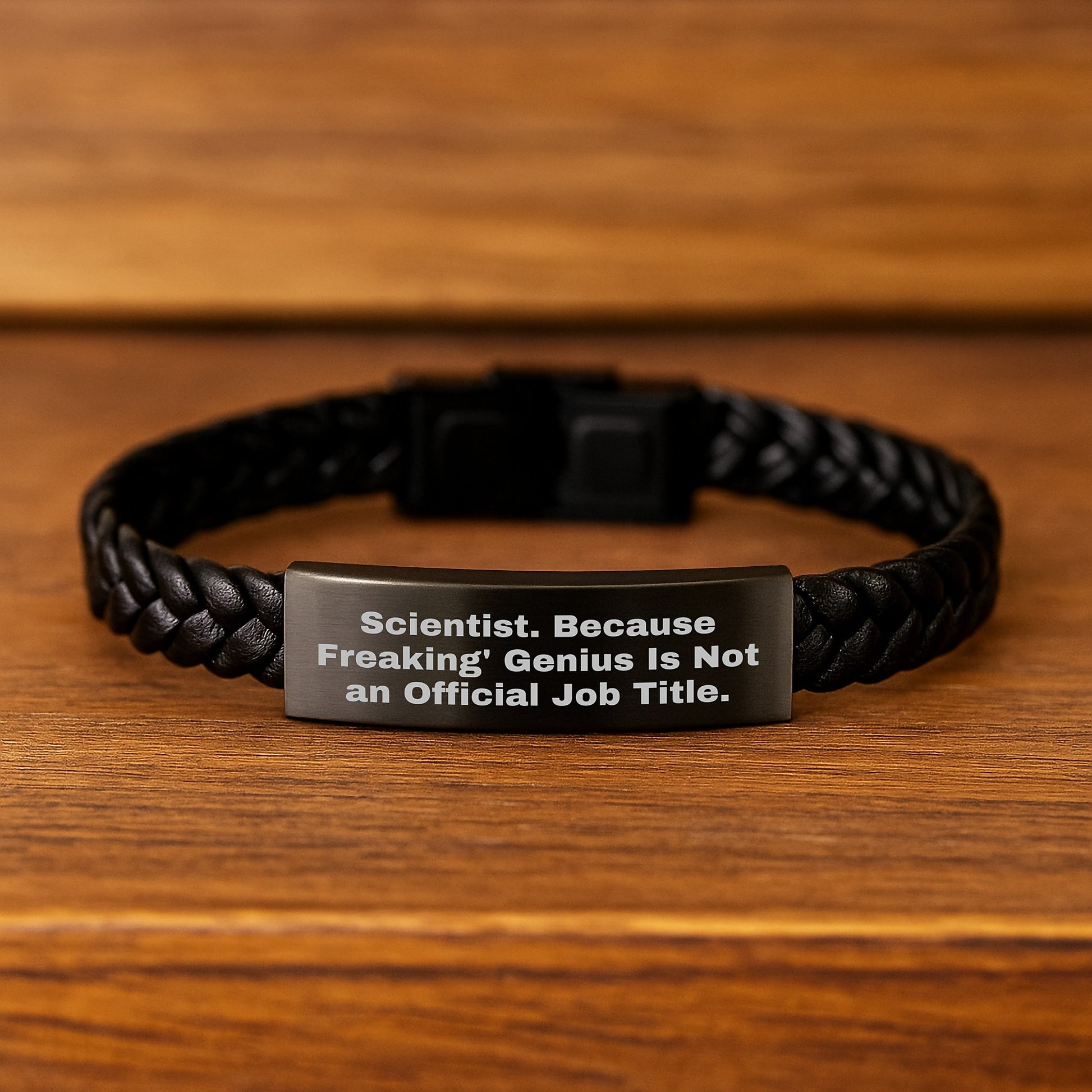 Birthday Gift for Him Keepsake Interlaced Leather Bracelet Scientist - Image 2