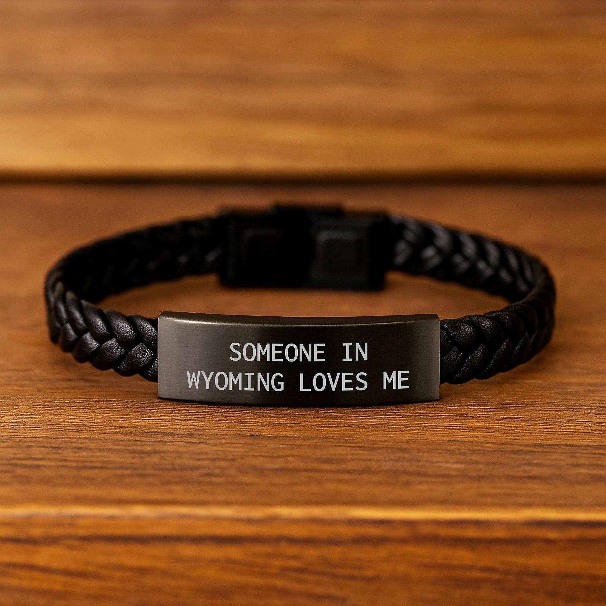Wyoming Interlaced Leather Bracelet Gifts for Him or Her - Funny Quote Someone In Wyoming Loves Me - Valentine's Unique Gifts from Friends or Family - Image 2