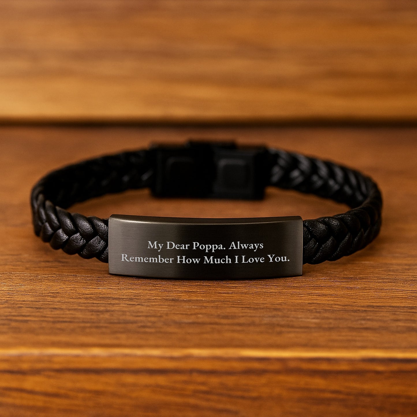 Poppa Keepsake Interlaced Leather Bracelet Premium Birthday Gift for Him - Image 2