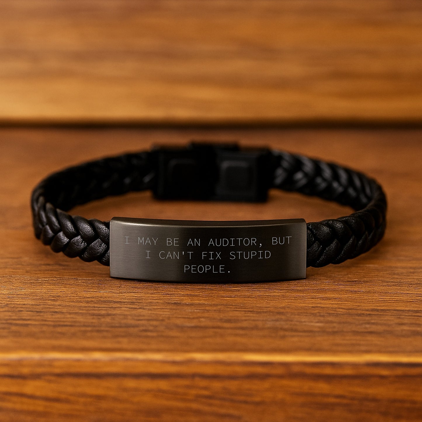 Auditor Keepsake Interlaced Leather Bracelet for Him Birthday Gift - Image 2