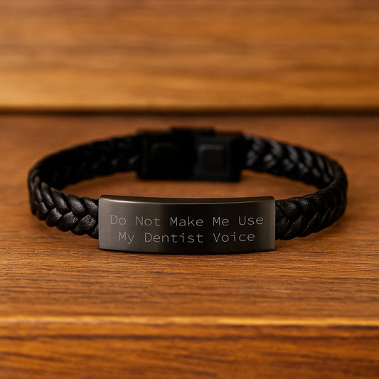 Dentist Keepsake Interlaced Leather Bracelet for Him Birthday Gift - Image 2