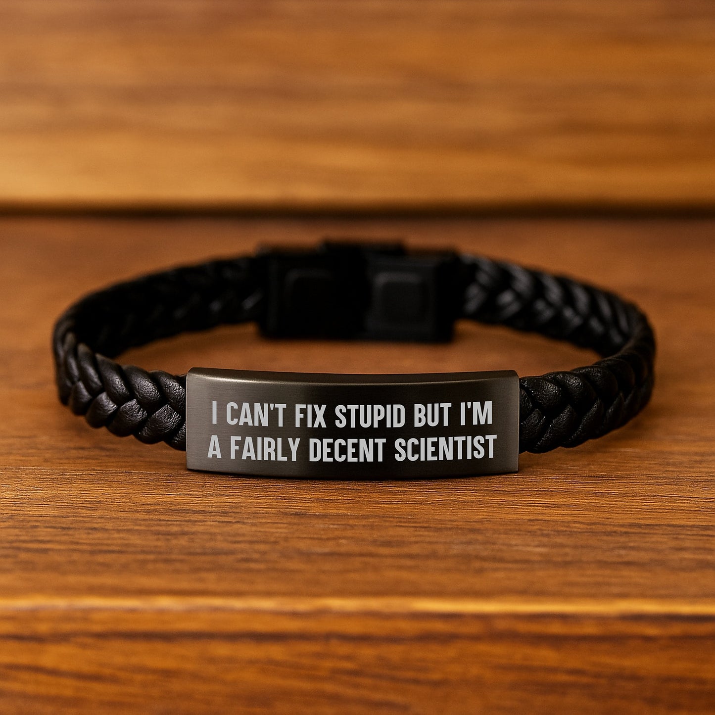 Scientist Keepsake Interlaced Leather Bracelet for Him Birthday Gift - Image 2