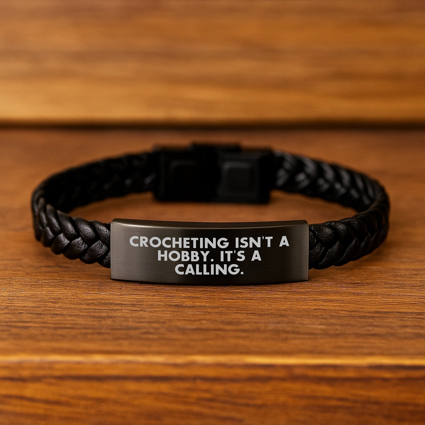 Funny Crocheting Gifts for Men and Women, Unique Graduation Unique Gifts, Interlaced Leather Bracelet with Stainless Steel and PU Leather - Image 2
