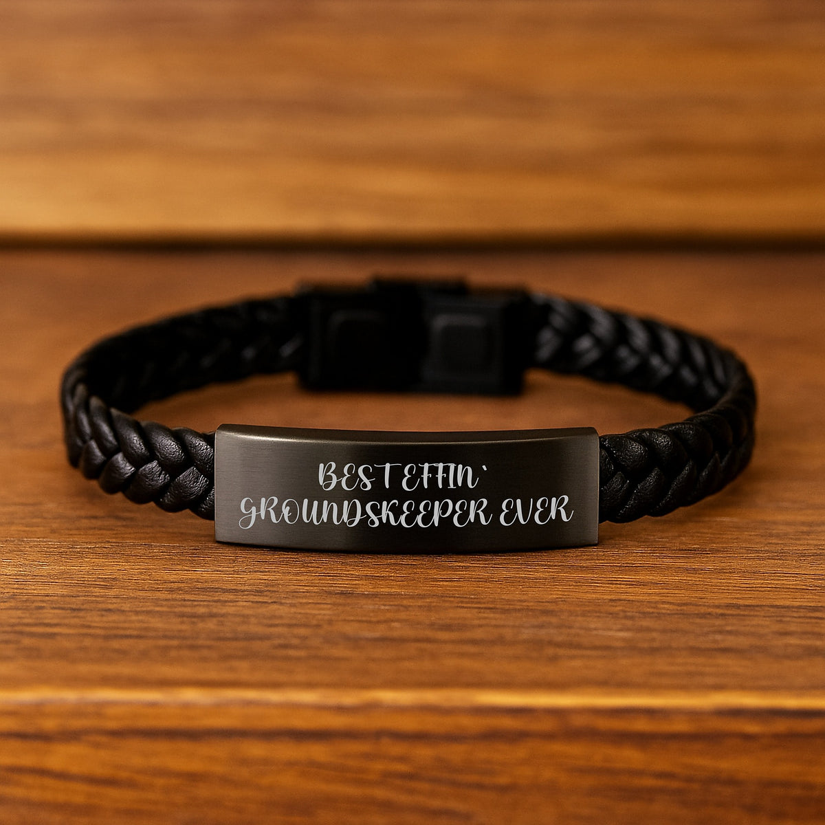 Funny groundskeeper Gifts from Men to Men, Interlaced Leather Bracelet Best Effin' Inspiration, Valentine's Unique Gifts for groundskeeper - Image 2