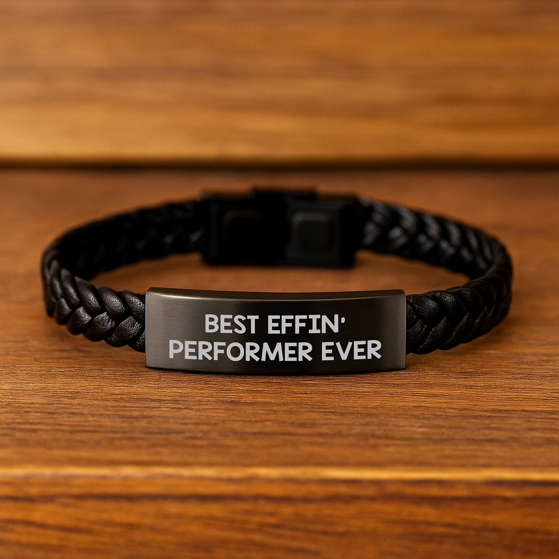 Funny Performer Gifts from Friends, Unique Interlaced Leather Bracelet for Graduation Best 'Effin' Performer Ever, Perfect for Men, Women, Coworkers, Family - Image 2