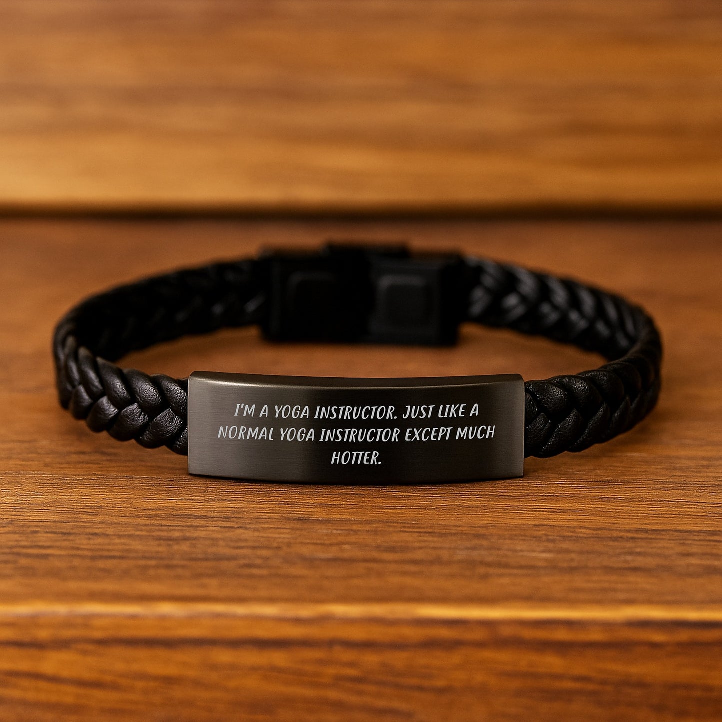 Birthday Gift for Her Yoga Instructor Interlaced Leather Bracelet - Image 2