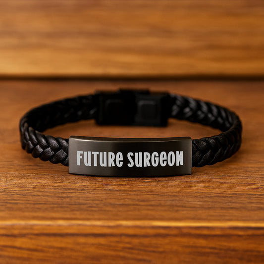 Funny Future Surgeon Birthday Unique Gifts from Family to Men Surgeon Interlaced Leather Bracelet with Quote - Gift Ideas for Surgeon - Image 2