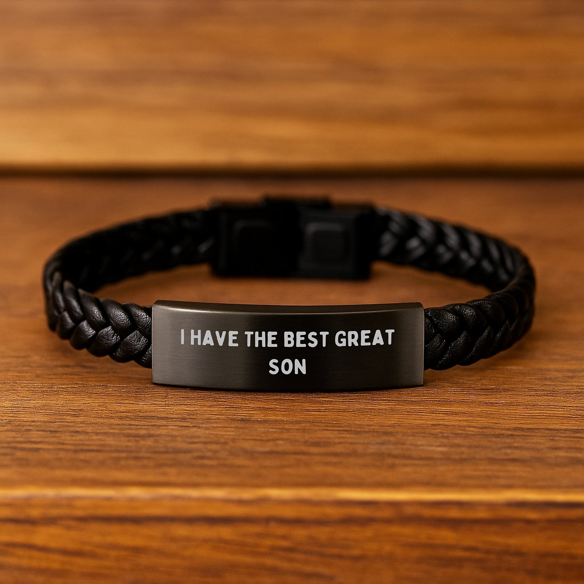 Birthday Gift Interlaced Leather Bracelet for Dad Present Stainless - Image 2