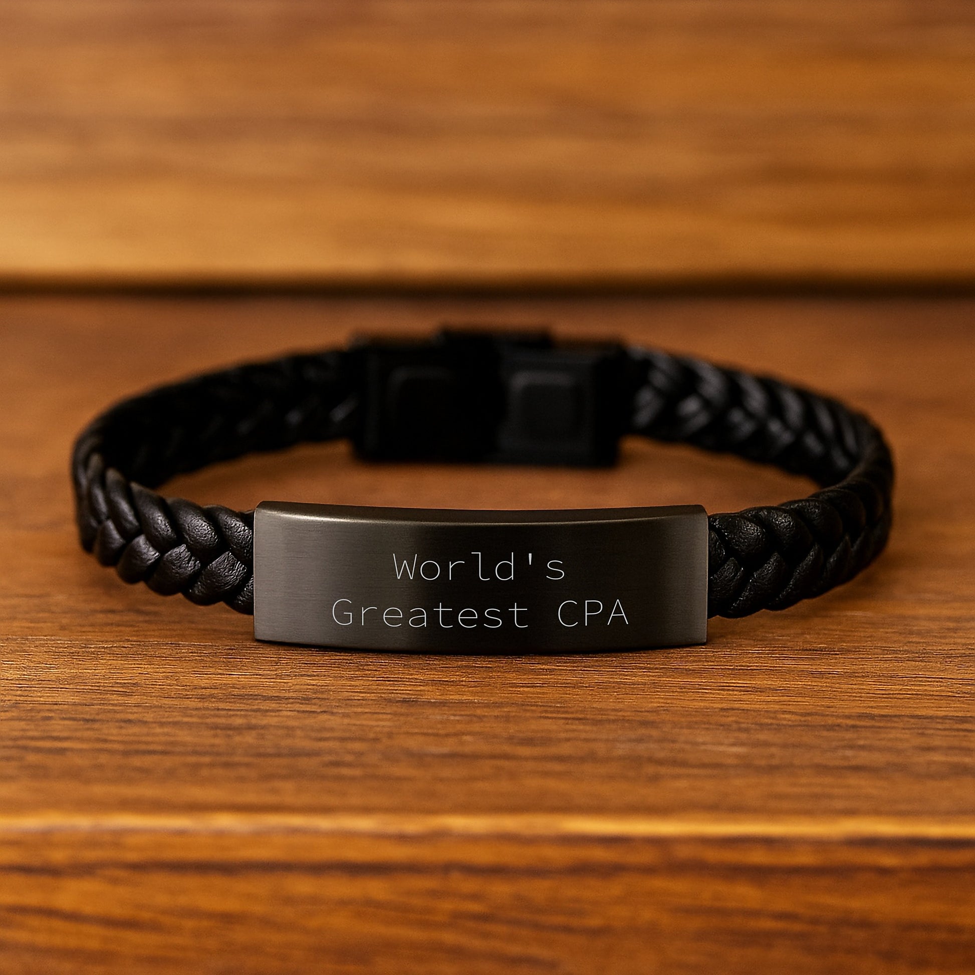 Funny 'World's Greatest CPA' Interlaced Leather Bracelet Gifts for Men on Father's Day - Gifts from Dad to Son - Image 2