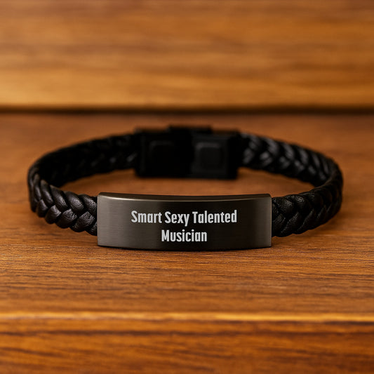 Musician Gifts, Smart Sexy Talented Interlaced Leather Bracelet for Birthday, Fun Inspirational Quote - Gifts from Friends for the Musician Man - Image 2