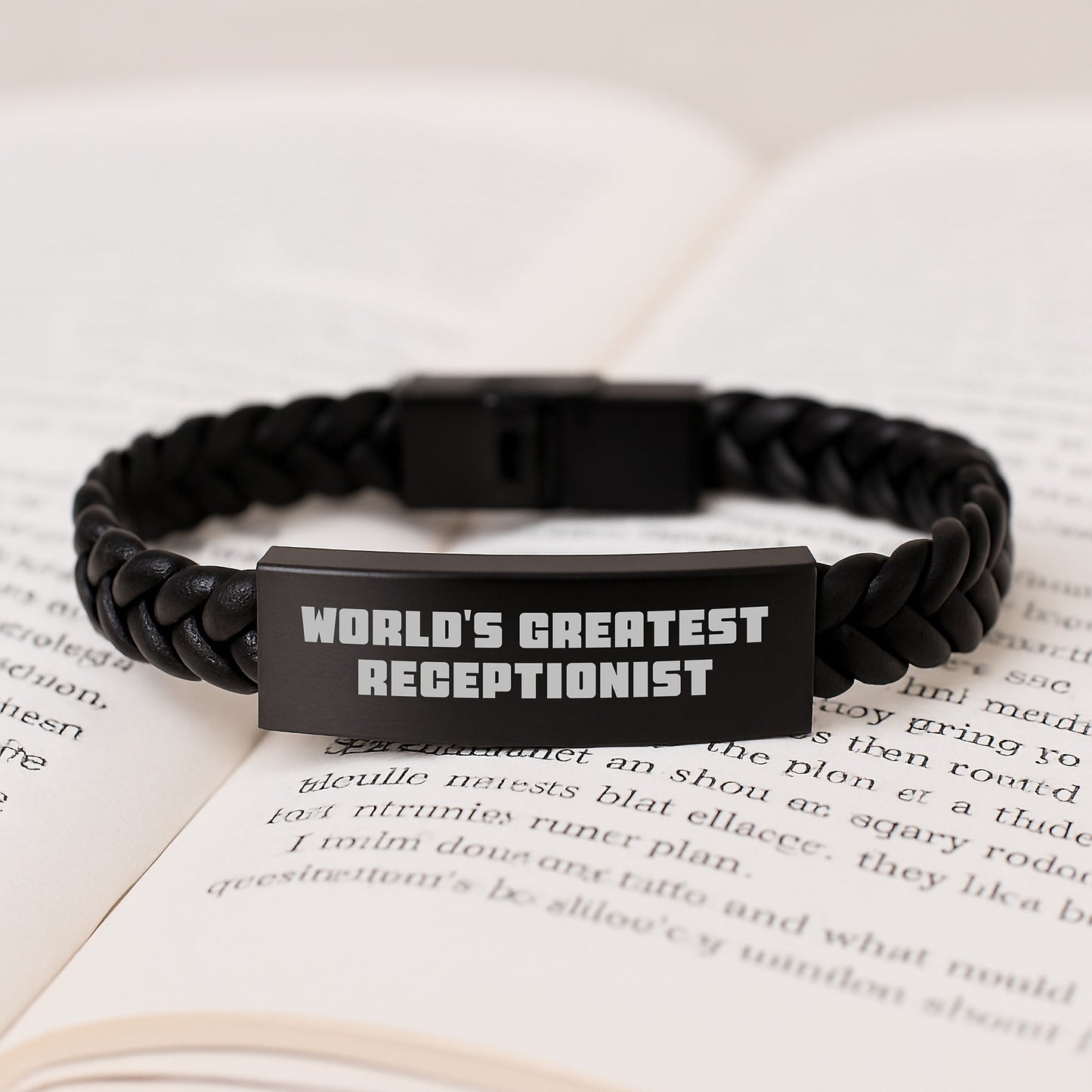 Receptionist Keepsake Interlaced Leather Bracelet for Him Birthday Gift - Image 3