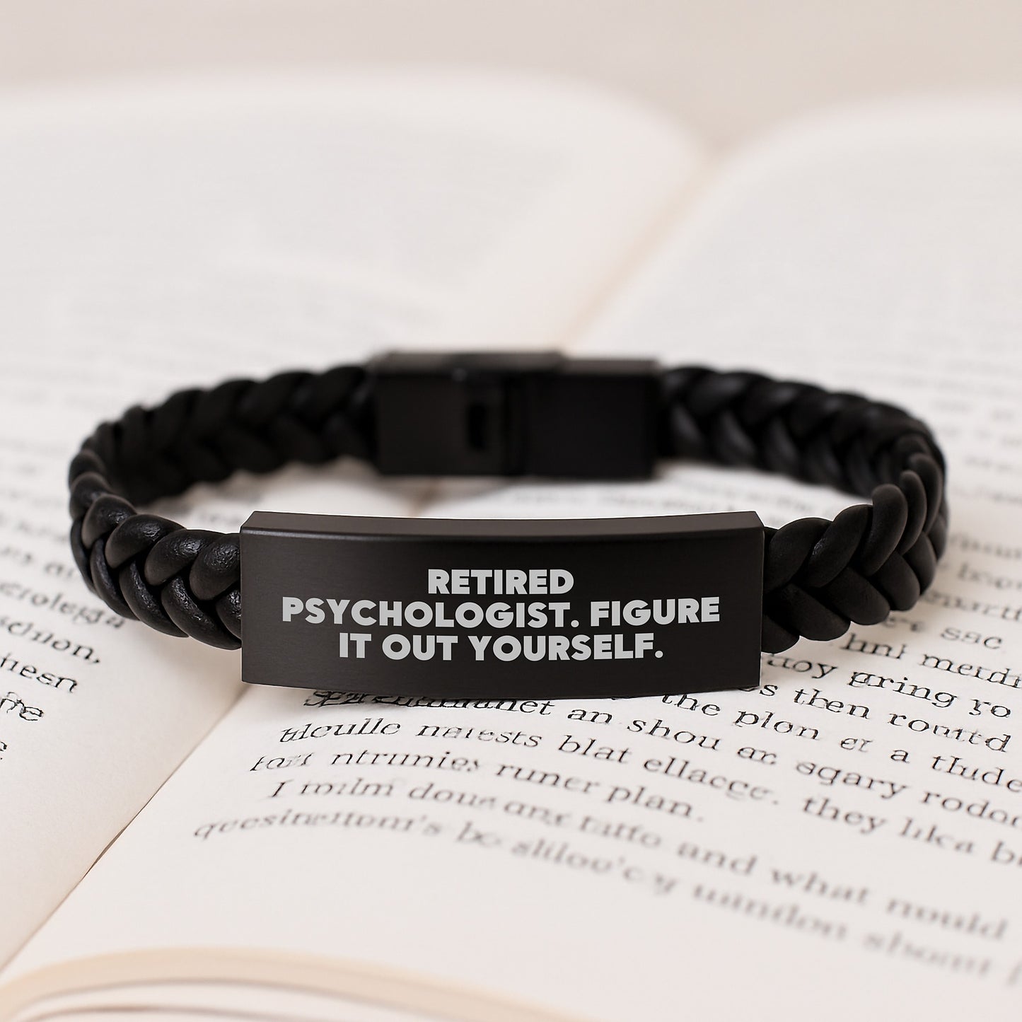 Funny Quote Interlaced Leather Bracelet Gifts for Psychologist Men Friends, Unique Graduation Gifts from Family to Women Psychologist, Retired Psychologist Figure It Out Yourself - Image 3
