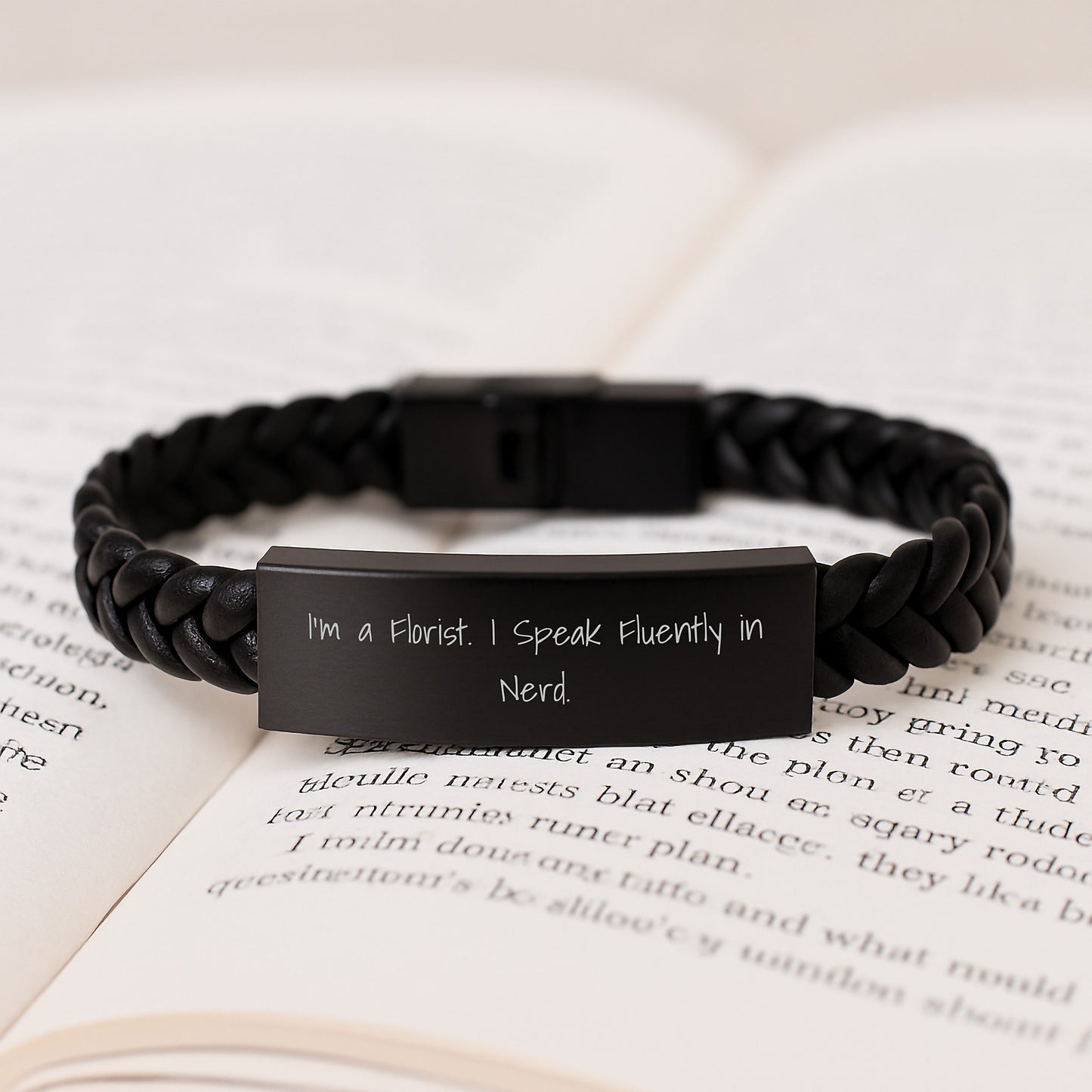 'I Speak Fluently In genius' Funny Quote Florist Gifts from Friends for Florist Birthday Unique Gifts - Interlaced Leather Bracelet for Men Women - Image 3