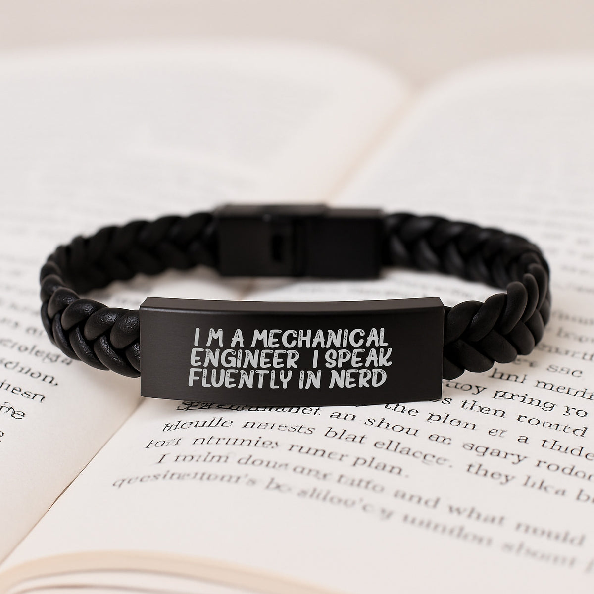 Funny Mechanical Engineer Gifts for Him, Interlaced Leather Bracelet with Quote - I'm A Mechanical Engineer I Speak Fluently In genius, Stainless Steel PU Leather Birthday Unique Gifts - Image 3